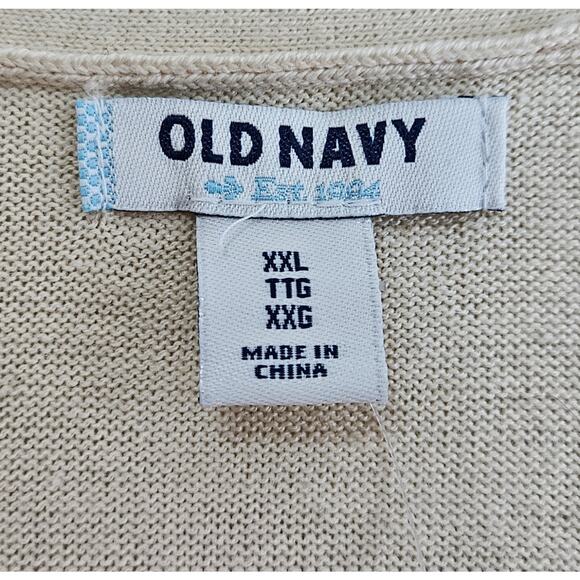 OLD NAVY Women XXL Cardigan Sweater Cream Black Sequin Dots Cotton Blend 48" NEW - Picture 3 of 9